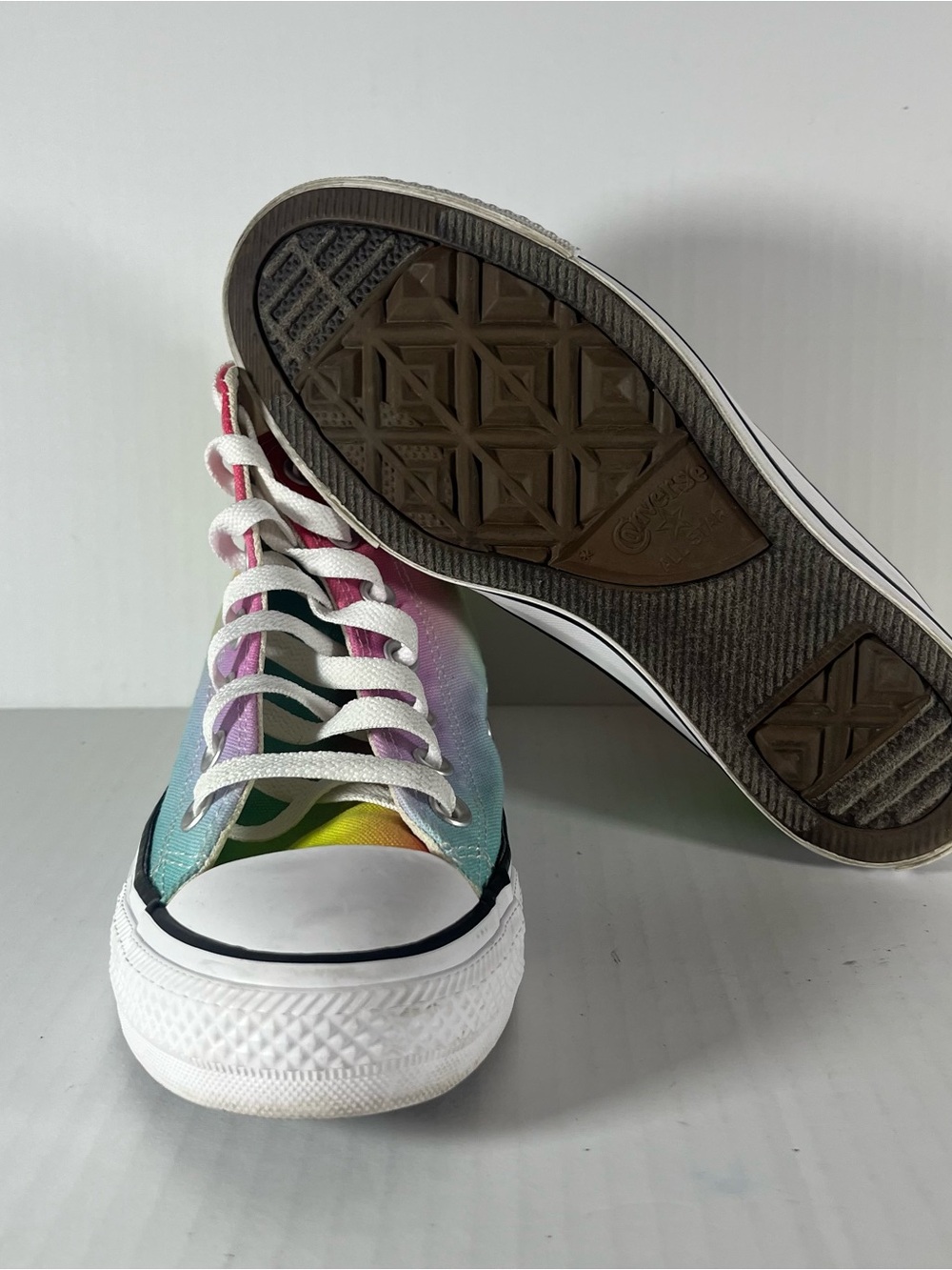 Converse High Top Sneakers - Rainbow Pastel (Pink, Yellow, Green, Blue) - Picture 3 of 6
